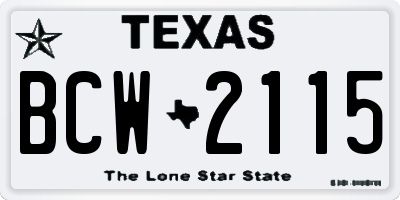 TX license plate BCW2115