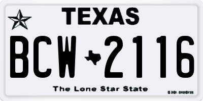 TX license plate BCW2116