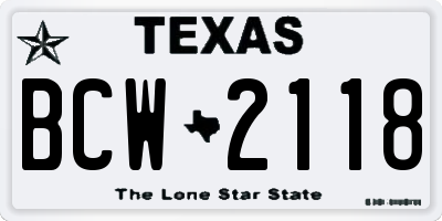 TX license plate BCW2118