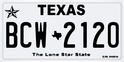 TX license plate BCW2120