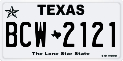 TX license plate BCW2121