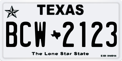 TX license plate BCW2123