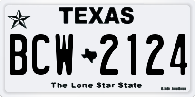TX license plate BCW2124