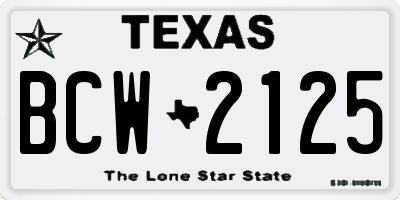TX license plate BCW2125