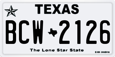 TX license plate BCW2126