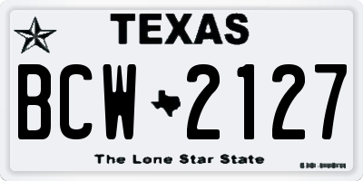 TX license plate BCW2127