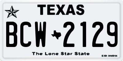 TX license plate BCW2129