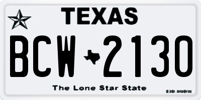 TX license plate BCW2130
