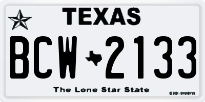 TX license plate BCW2133