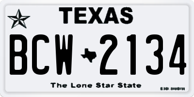 TX license plate BCW2134