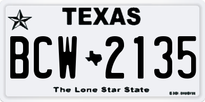 TX license plate BCW2135