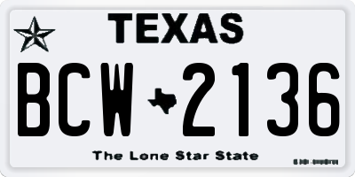 TX license plate BCW2136