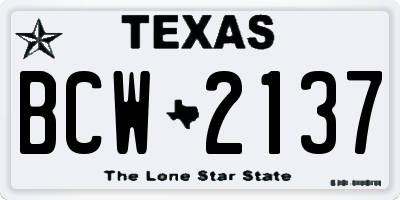 TX license plate BCW2137