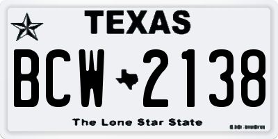 TX license plate BCW2138