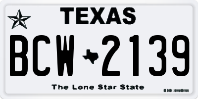 TX license plate BCW2139