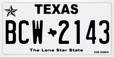 TX license plate BCW2143
