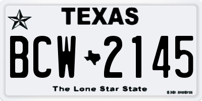 TX license plate BCW2145