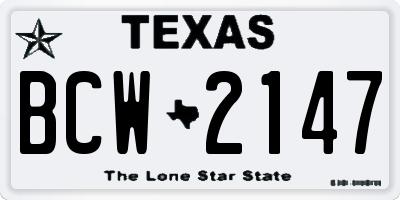 TX license plate BCW2147