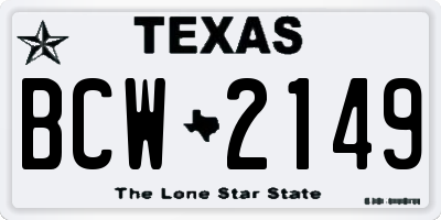 TX license plate BCW2149