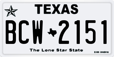 TX license plate BCW2151