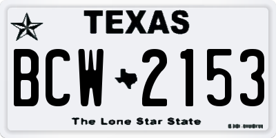 TX license plate BCW2153