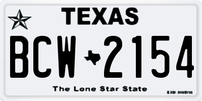 TX license plate BCW2154