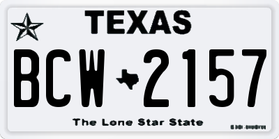 TX license plate BCW2157