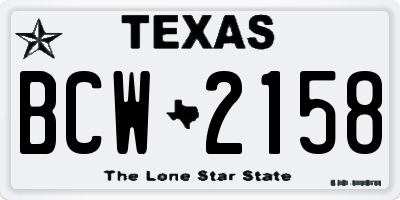 TX license plate BCW2158