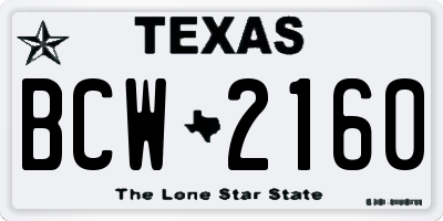 TX license plate BCW2160