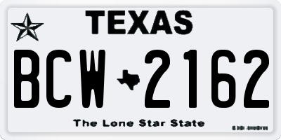 TX license plate BCW2162