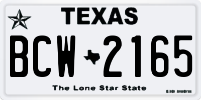 TX license plate BCW2165