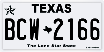 TX license plate BCW2166