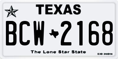 TX license plate BCW2168