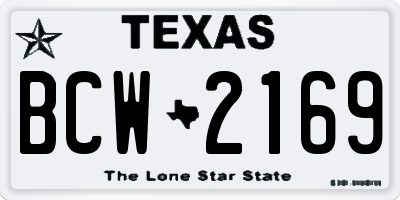 TX license plate BCW2169