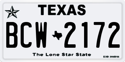 TX license plate BCW2172