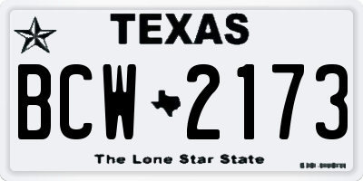 TX license plate BCW2173