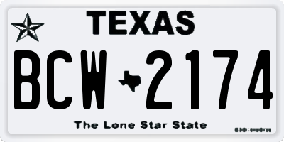 TX license plate BCW2174