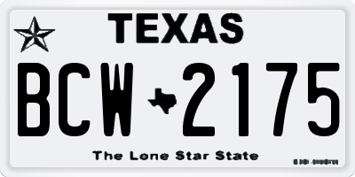 TX license plate BCW2175