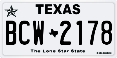 TX license plate BCW2178