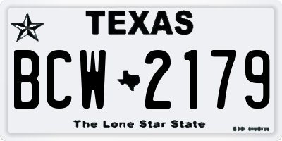 TX license plate BCW2179