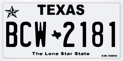 TX license plate BCW2181