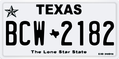 TX license plate BCW2182