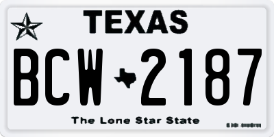 TX license plate BCW2187