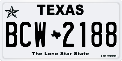TX license plate BCW2188