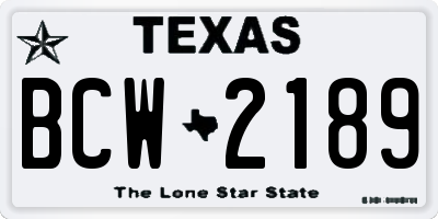 TX license plate BCW2189