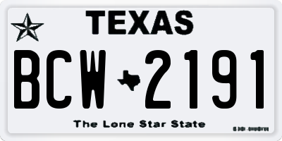 TX license plate BCW2191