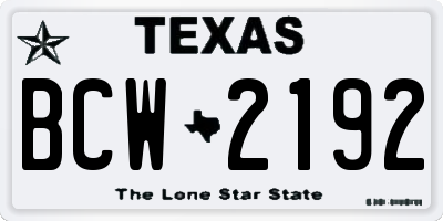 TX license plate BCW2192