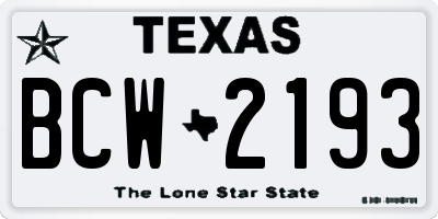 TX license plate BCW2193