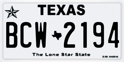 TX license plate BCW2194