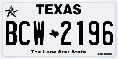 TX license plate BCW2196